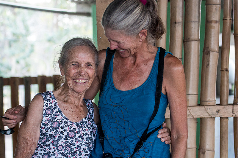 Joan and "Friend" at a Roadside Stand on the Road to Pousada Penhasco, Brazil